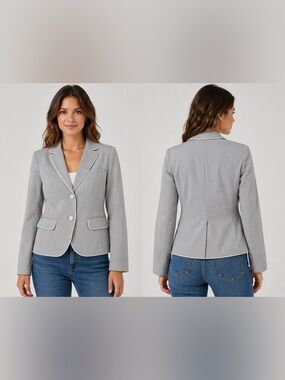 GAP The Academy Blazer Size 0P Blue White Striped Preppy Jacket Suit Classic NEW